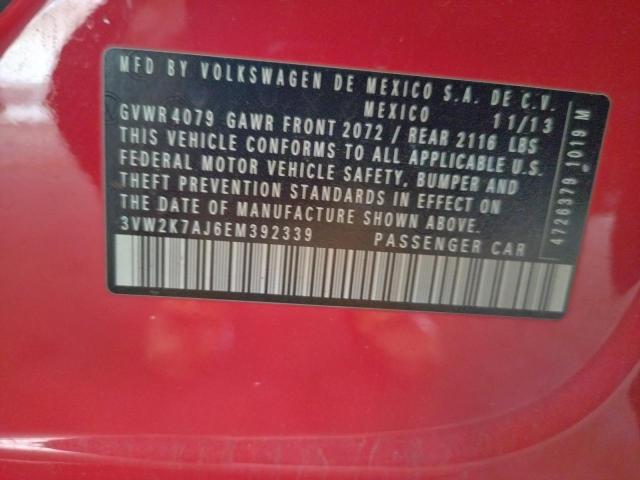 3VW2K7AJ6EM392339 - 2014 VOLKSWAGEN JETTA BASE 红色 照片 12