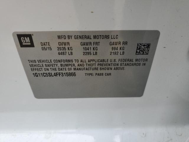 1G11C5SL4FF315866 - 2015 CHEVROLET MALIBU 1LT 白色 照片 12