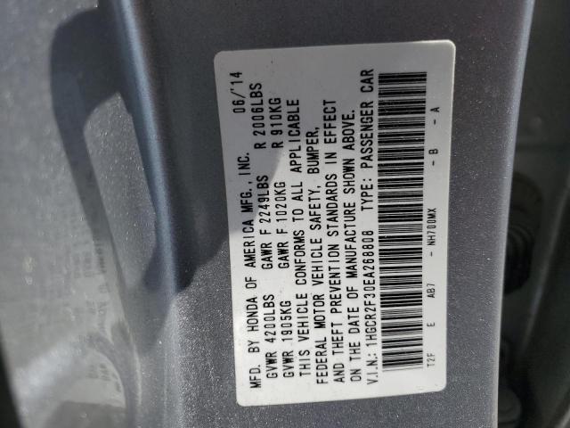 1HGCR2F30EA268808 - 2014 HONDA ACCORD LX SILVER photo 12