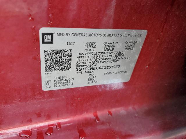 3GTP1NEC0JG231960 - 2018 GMC SIERRA C1500 SLT RED photo 12