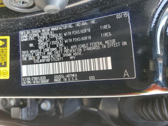 5TDJKRFH8FS152811 - 2015 TOYOTA HIGHLANDER XLE 黑色 照片 13