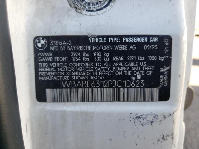 WBABE6312PJC10623 - 1993 BMW 318 IS AUTOMATIC WHITE photo 12