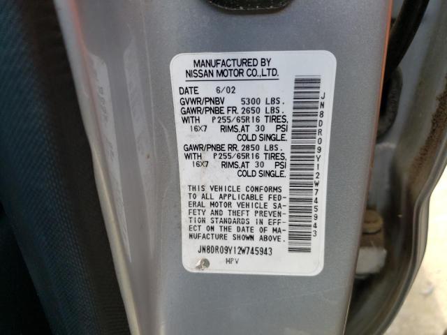 JN8DR09Y12W745943 - 2002 NISSAN PATHFINDER LE 银色 照片 13