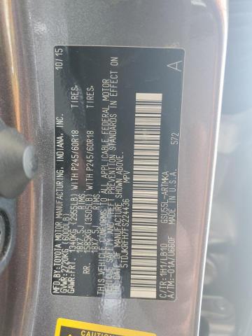 5TDJKRFH7FS224436 - 2015 TOYOTA HIGHLANDER XLE Boz foto 14