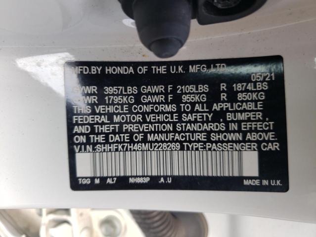 SHHFK7H46MU228269 - 2021 HONDA CIVIC SPORT 白色 照片 12