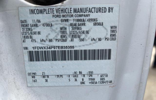 1FDWX34P97EB35355 - 2007 FORD F350 SRW SUPER DUTY WHITE photo 10