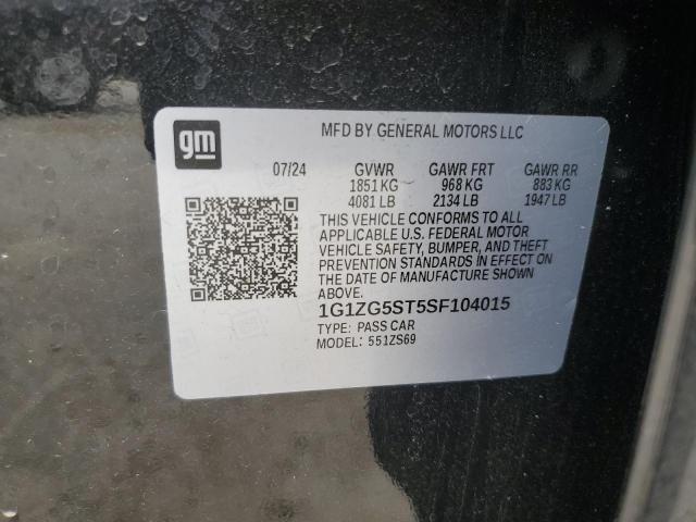 1G1ZG5ST5SF104015 - 2025 CHEVROLET MALIBU RS 黑色 照片 12