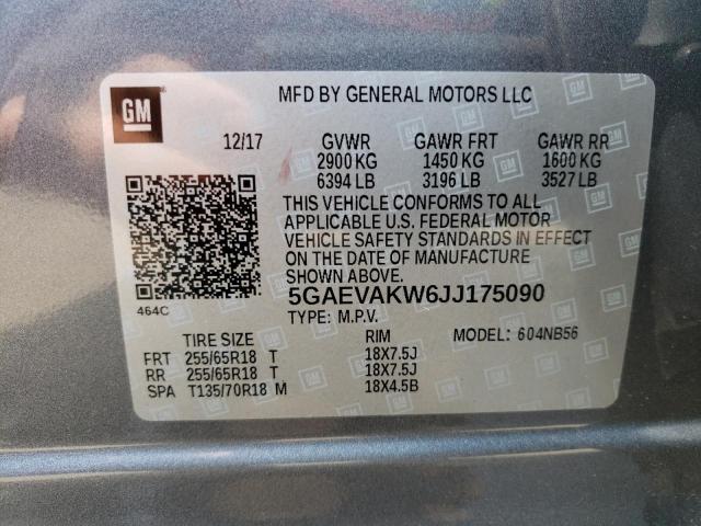 5GAEVAKW6JJ175090 - 2018 BUICK ENCLAVE ESSENCE 银色 照片 13