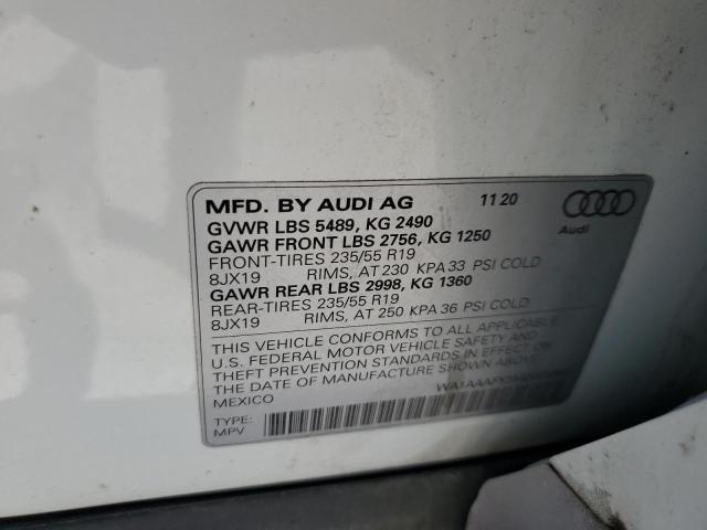 WA1AAAFY3M2025466 - 2021 AUDI Q5 PREMIUM WHITE photo 13