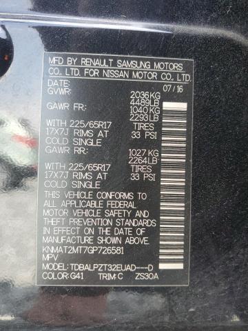 KNMAT2MT7GP726581 - 2016 NISSAN ROGUE S შავი ფოტო 13