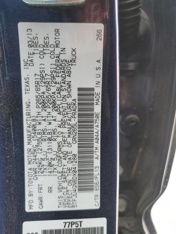 5TFJU4GN6DX041280 - 2013 TOYOTA TACOMA DOUBLE CAB PRERUNNER BLUE photo 12