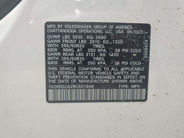 1V2KR2CA2RC501948 - 2024 VOLKSWAGEN ATLAS SE WHITE photo 13
