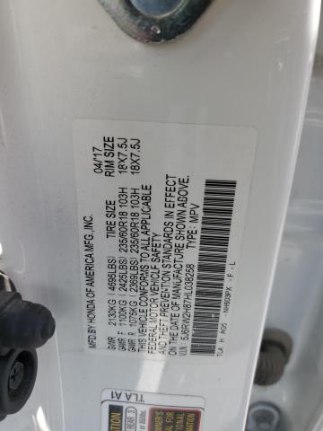 5J6RW2H87HL038258 - 2017 HONDA CR-V EXL WHITE photo 12