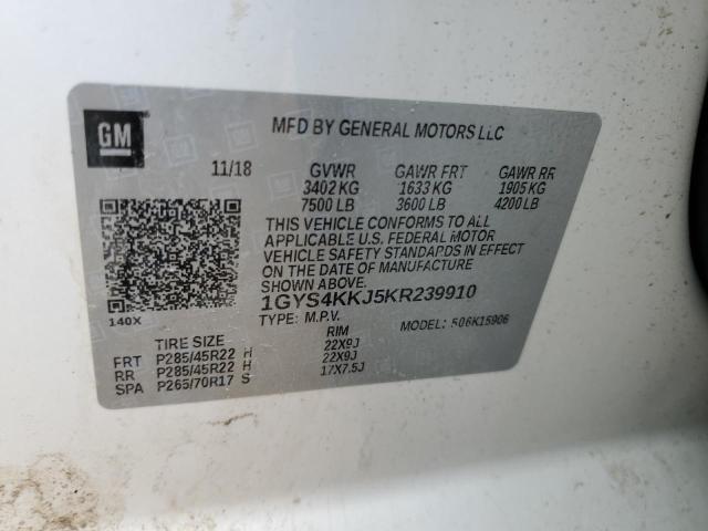 1GYS4KKJ5KR239910 - 2019 CADILLAC ESCALADE ESV PLATINUM თეთრი ფოტო 13