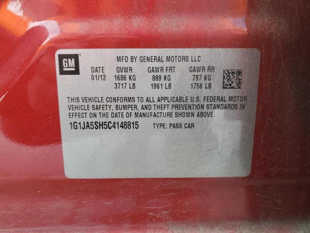 1G1JA5SH5C4148815 - 2012 CHEVROLET SONIC LS RED photo 12