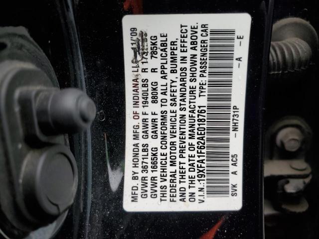 19XFA1F62AE018761 - 2010 HONDA CIVIC LX-S Noir photo 12