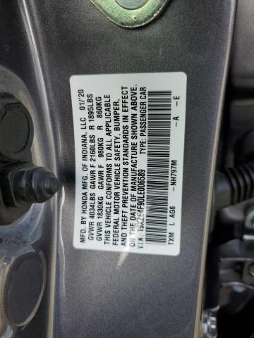 19XZE4F90LE006589 - 2020 HONDA INSIGHT TOURING GRAY photo 12