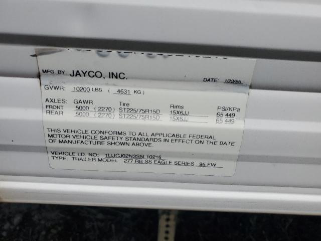 1UJCJ02N3S5L10216 - 1995 JAYC TRAVEL TRL თეთრი ფოტო 10