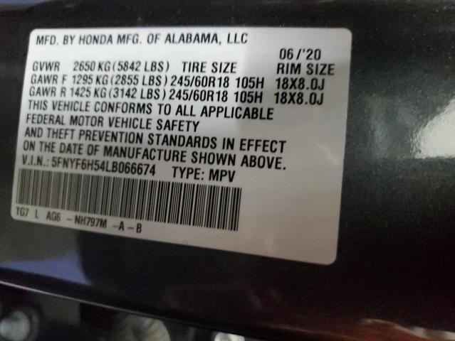 5FNYF6H54LB066674 - 2020 HONDA PILOT EXL GRAY photo 13