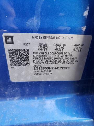 1G1JB5SH7H4172828 - 2017 CHEVROLET SONIC LS BLUE photo 13