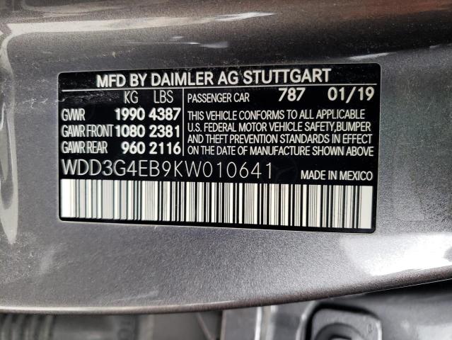 WDD3G4EB9KW010641 - 2019 MERCEDES-BENZ A 220 GRAY photo 12