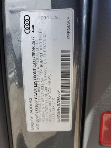 WAUM2AF21LN085364 - 2020 AUDI A6 PRESTIGE ნაცრისფერი ფოტო 12