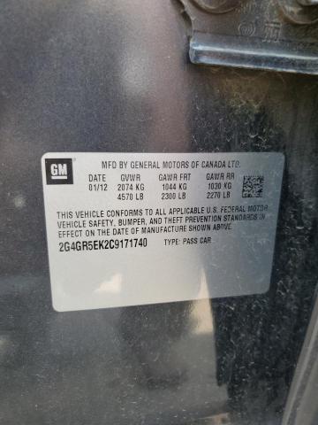 2G4GR5EK2C9171740 - 2012 BUICK REGAL 石墨色 照片 13