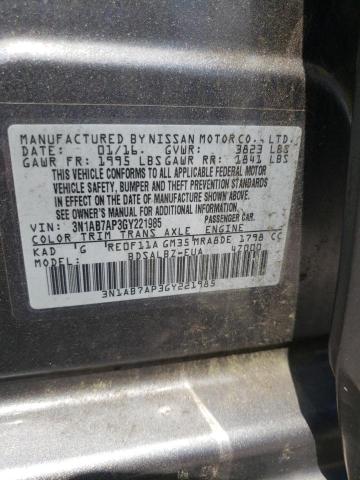 3N1AB7AP3GY221985 - 2016 NISSAN SENTRA S GRAY photo 12