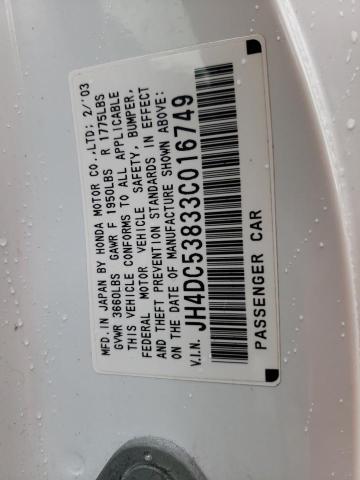 JH4DC53833C016749 - 2003 ACURA RSX WHITE photo 12