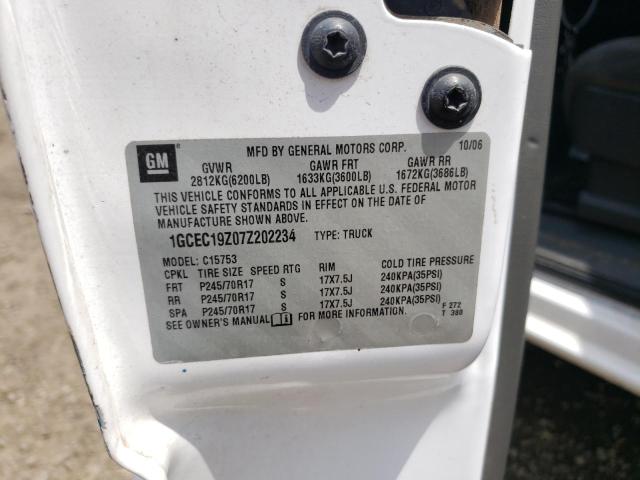 1GCEC19Z07Z202234 - 2007 CHEVROLET SILVERADO C1500 CLASSIC WHITE photo 12