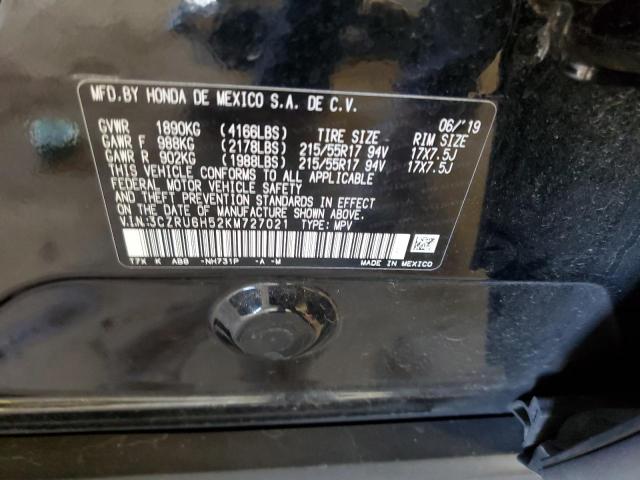 3CZRU6H52KM727021 - 2019 HONDA HR-V EX BLACK photo 13