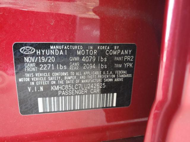 KMHC85LC7LU242625 - 2020 HYUNDAI IONIQ SEL RED photo 12