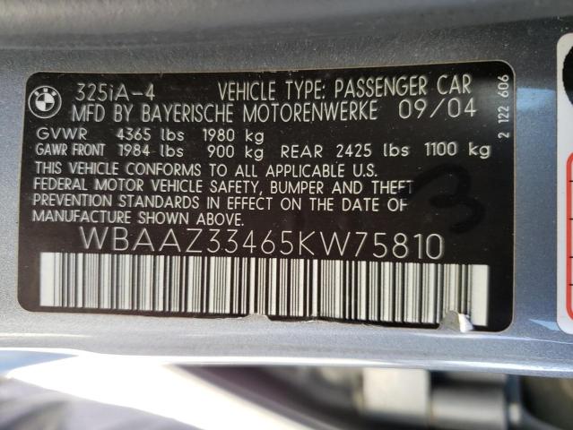 WBAAZ33465KW75810 - 2005 BMW 325 IS SULEV GRAY photo 12