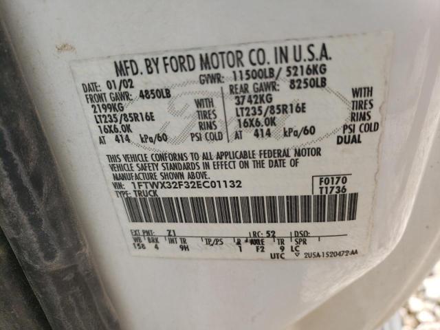 1FTWX32F32EC01132 - 2002 FORD F350 SUPER DUTY WHITE photo 12