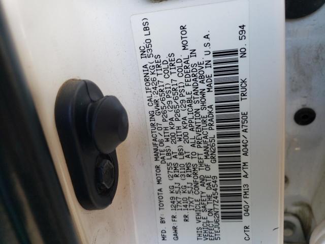 5TEJU62N77Z454549 - 2007 TOYOTA TACOMA DOUBLE CAB PRERUNNER WHITE photo 12