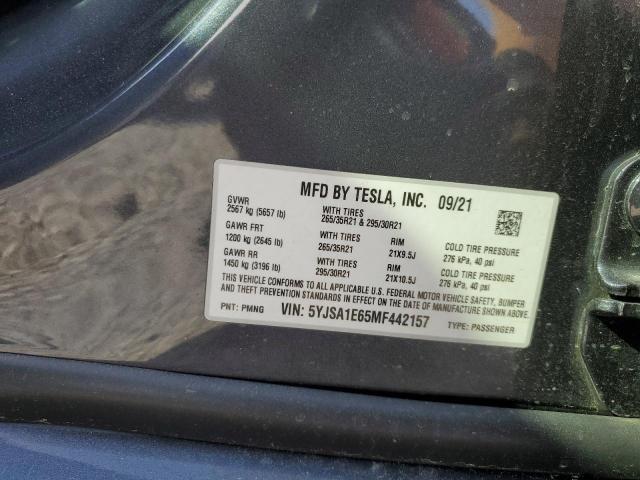 5YJSA1E65MF442157 - 2021 TESLA MODEL S 灰色 照片 13
