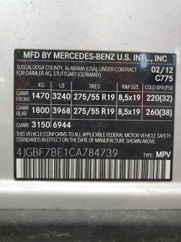 4JGBF7BE1CA784739 - 2012 MERCEDES-BENZ GL 450 4MATIC SILVER photo 13