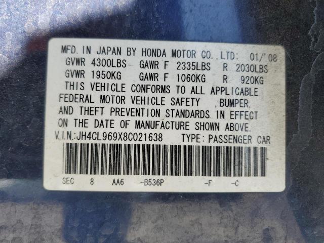 JH4CL969X8C021638 - 2008 ACURA TSX BLUE photo 12