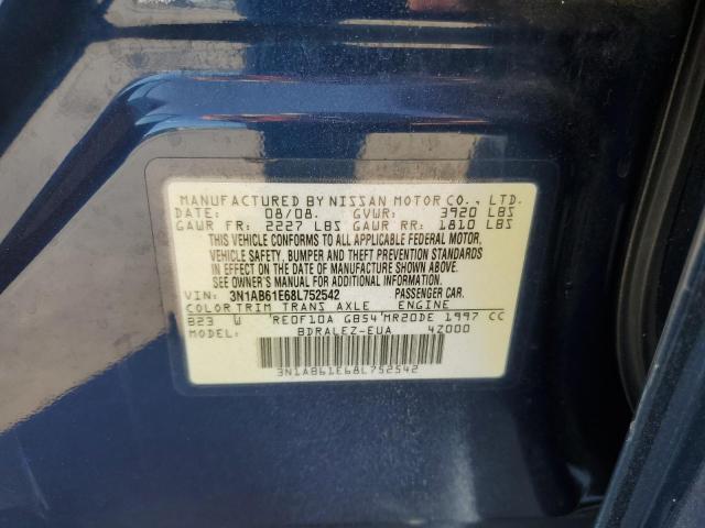 3N1AB61E68L752542 - 2008 NISSAN SENTRA 2.0 BLUE photo 13