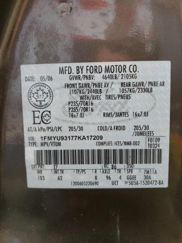 1FMYU93177KA17209 - 2007 FORD ESCAPE XLT BROWN photo 13