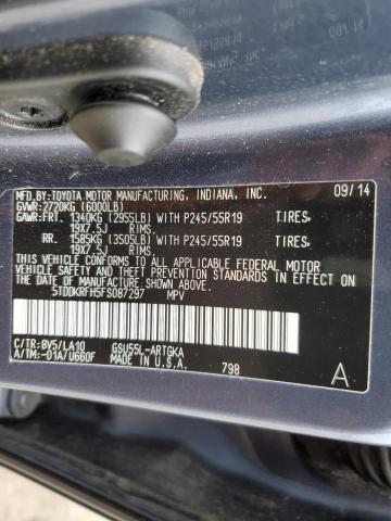 5TDDKRFH5FS087297 - 2015 TOYOTA HIGHLANDER LIMITED BLUE photo 13