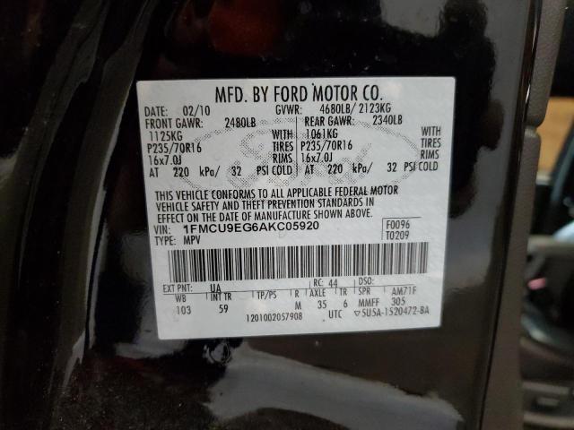 1FMCU9EG6AKC05920 - 2010 FORD ESCAPE LIMITED BLACK photo 13