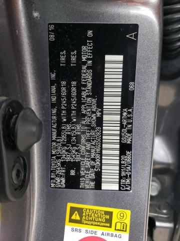 5TDKKRFH6GS502829 - 2016 TOYOTA HIGHLANDER XLE GRAY photo 13