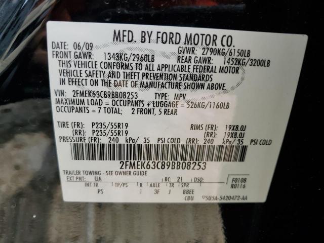 2FMEK63C89BB08253 - 2009 FORD FLEX LIMITED BLACK photo 13