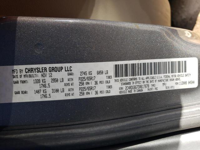 2C4RDGBG7DR617678 - 2013 DODGE GRAND CARA SE SILVER photo 13