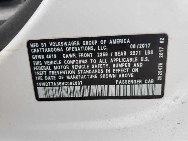 1VWDT7A36HC082687 - 2017 VOLKSWAGEN PASSAT R-LINE Weiß Foto 12