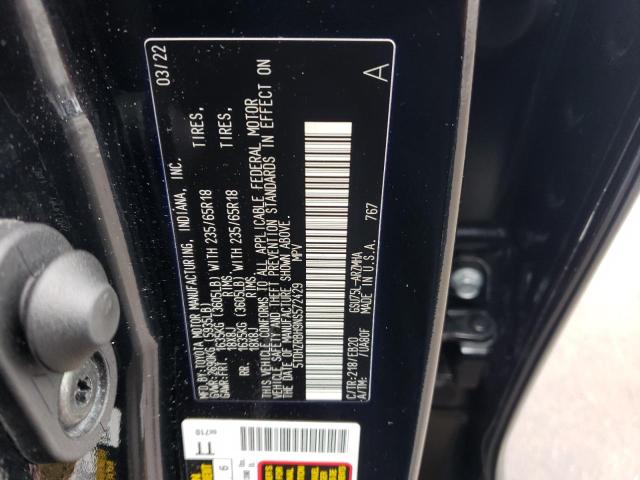 5TDHZRBH9NS572429 - 2022 TOYOTA HIGHLANDER XLE BLACK photo 13