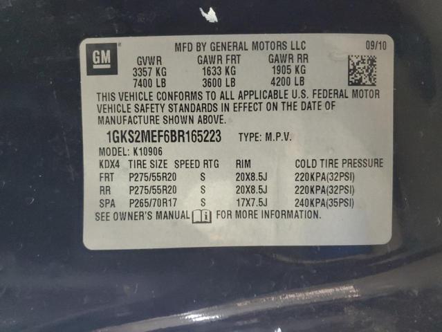 1GKS2MEF6BR165223 - 2011 GMC YUKON XL DENALI BLACK photo 13