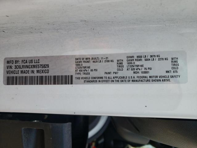 3C6LRVNGXME575829 - 2021 RAM PROMASTER 1500 STANDARD WHITE photo 13