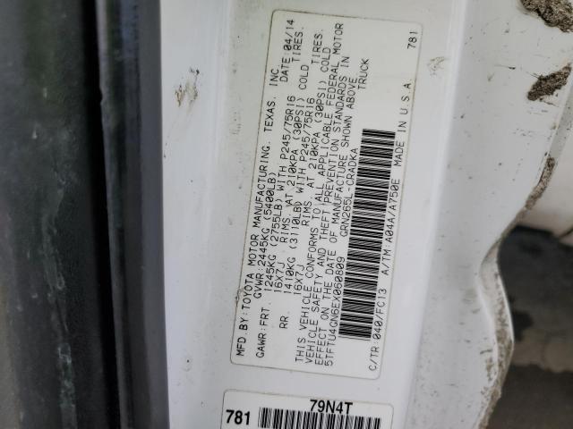 5TFTU4GN6EX060809 - 2014 TOYOTA TACOMA PRERUNNER ACCESS CAB WHITE photo 12